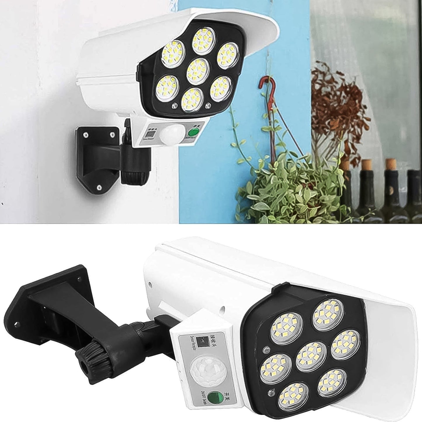 Solar Light Outdoor Motion Sensor Security Camera Shaped Dummy Wall Lamp (1 Pc)