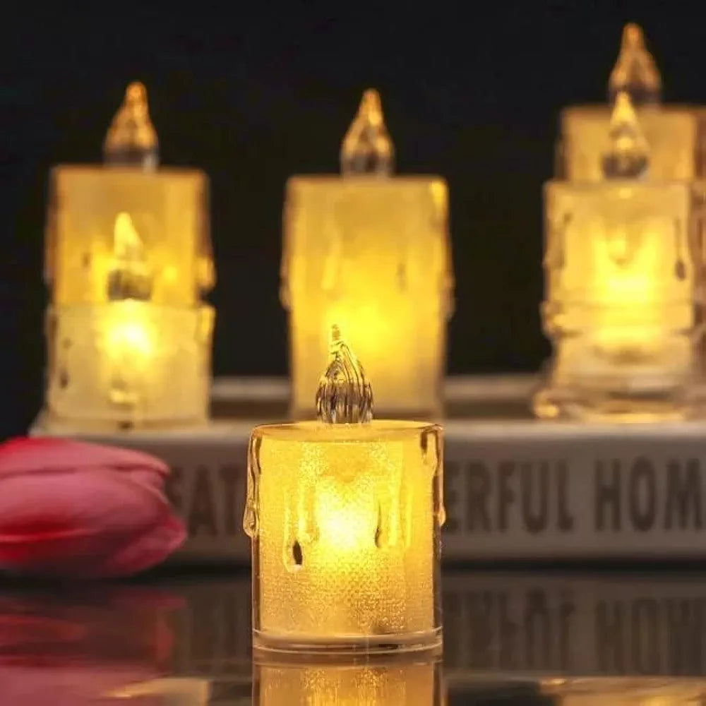 Flameless and Smokeless Decorative Transparent Led Tea Light Candle (Pack of 6)