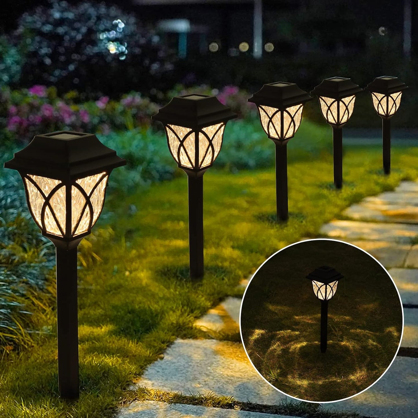 Evolve Solar Pathway Lights Outdoor Garden Lights, 2 Pack