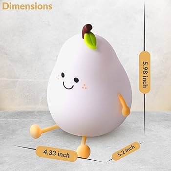 Cute Pear Night Light for Kids Bedroom,7 Colors LED Rechargeable Pear Lamp