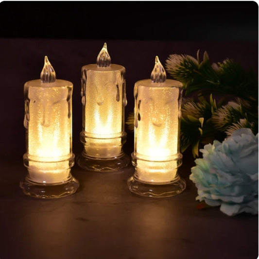 Flameless and Smokeless Decorative Transparent Led Tea Light Candle (Pack of 6)